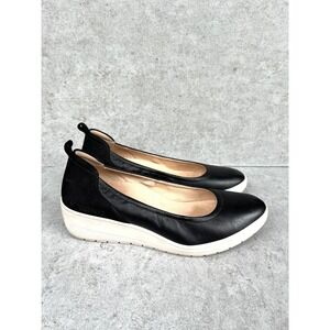 Vionic Black Ellery Jacey Women 8.5 Comfort Round Ballet Mary Jane Wedge Orthoti